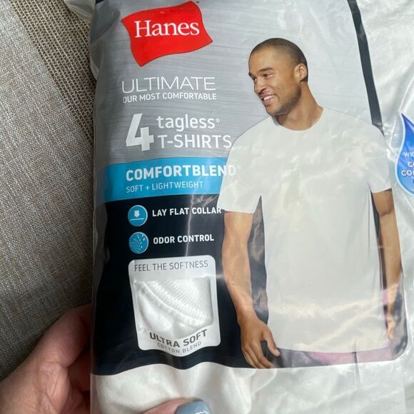 Hanes XL white cotton tee shirts pack NEW  missing one shirt - Picture 2 of 6